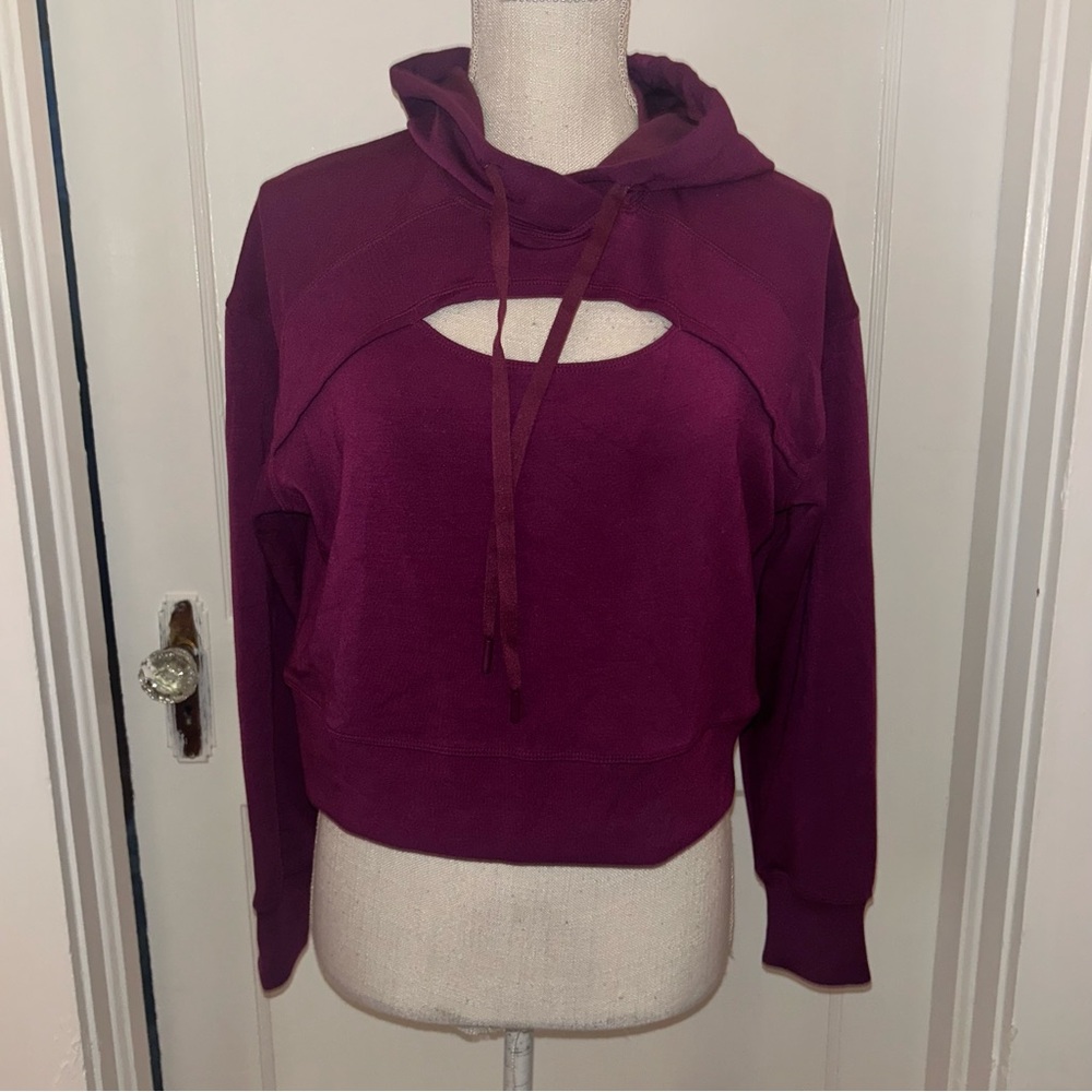 Womens 90 Degree By Reflex purple Cutout cropped Hoodie size XS NWT